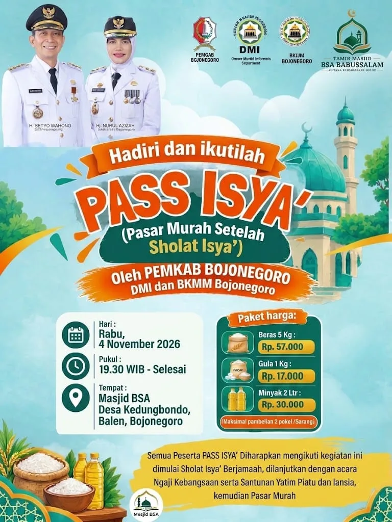 Ayo Hadiri PASS ISYA (Pasar Murah Setelah Sholat Isya')!